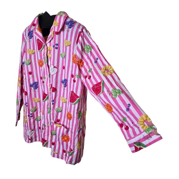Vintage Nick & Nora Sleepwear Fruits 2 Piece Pajama Set Womens XXL Pink - Picture 5 of 11